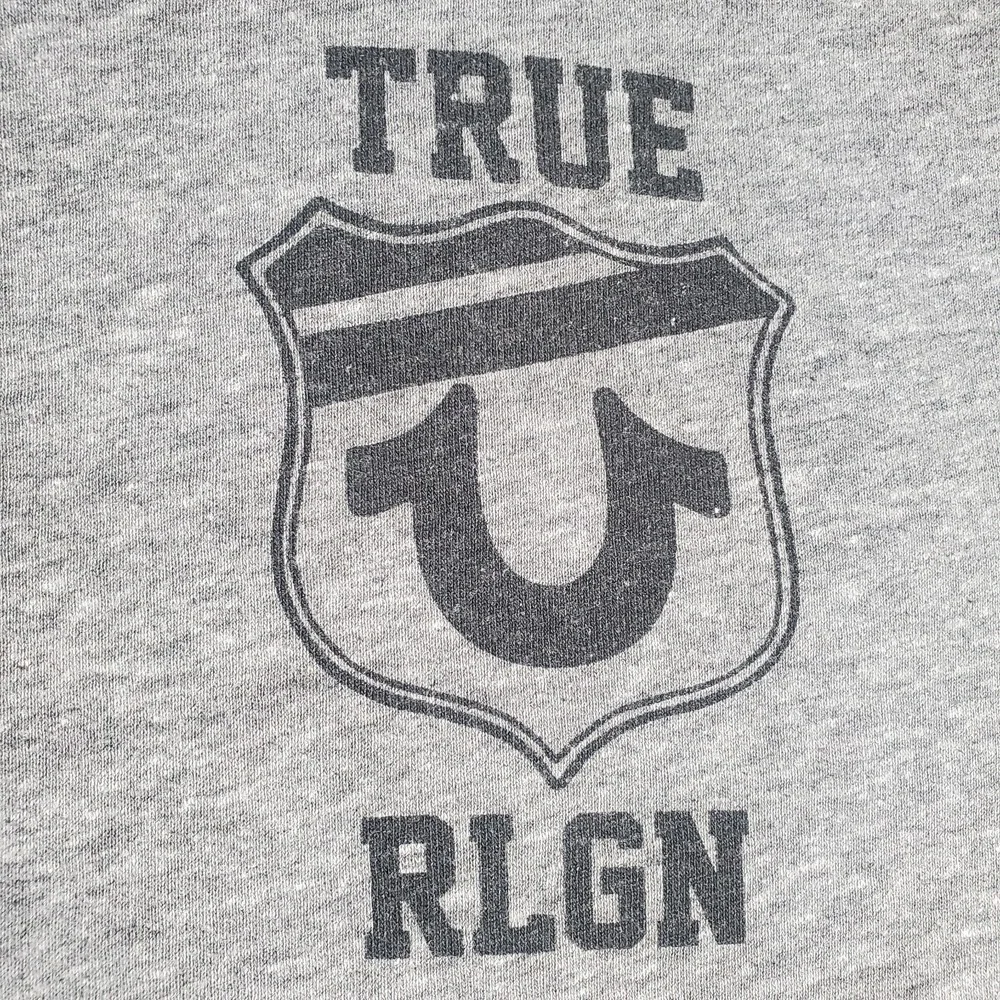 TRUE‎ RELIGION MENS VINTAGE T-SHIRT JERSEY SHORT SLEEVE CREW NECK GRAY SIZE XL